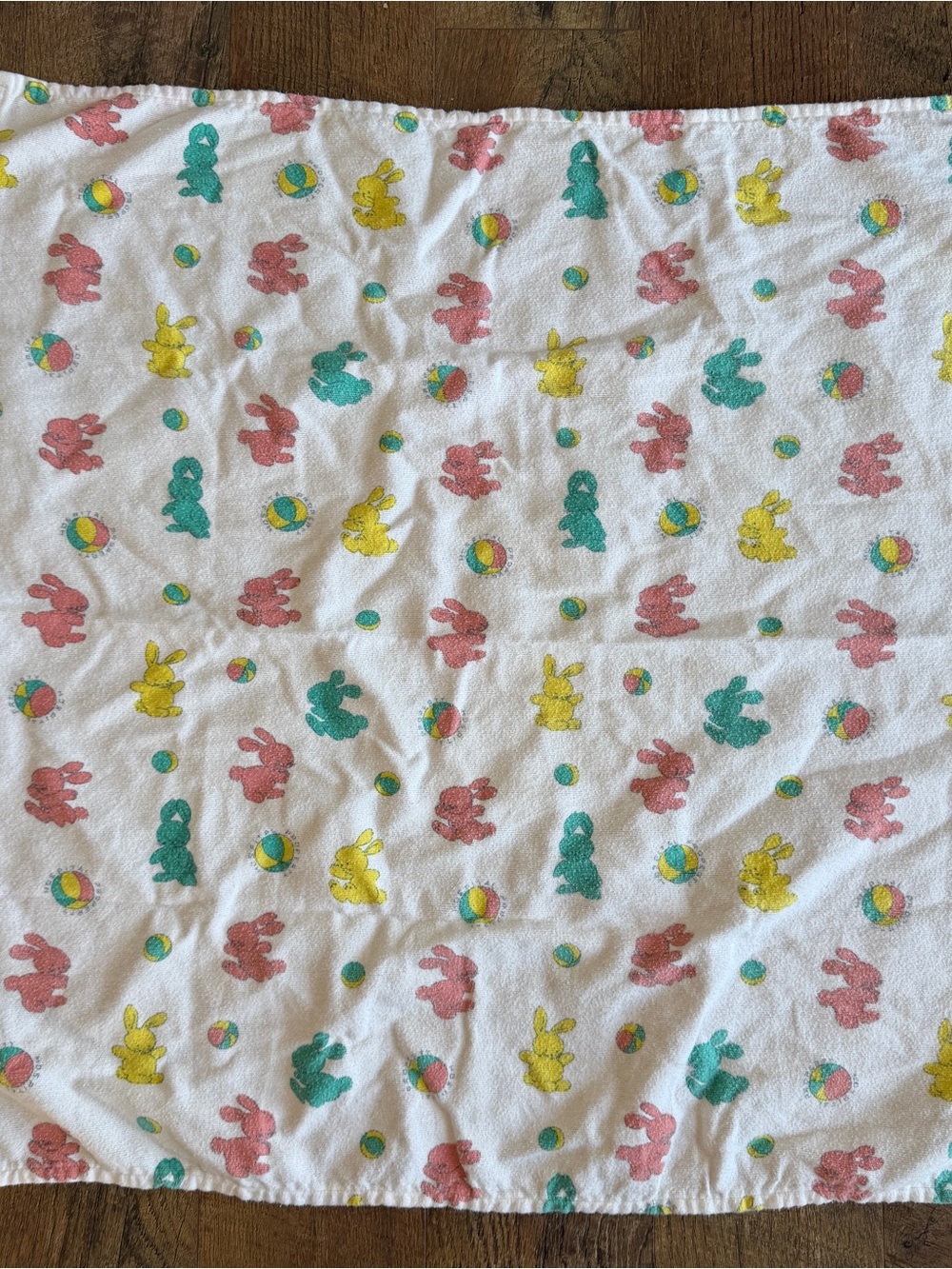 Vintage Hospital Baby Blanket Cincinnati Ohio Bunny Beach Ball 33x33